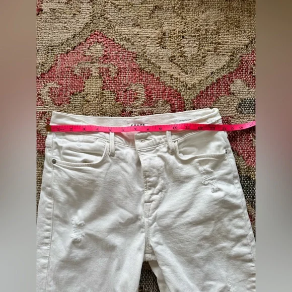 FRAME Le High Straight White Fray Jeans Size 28 - Picture 11 of 15